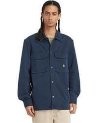 Timberland - Washed-look Overshirt For Men In Dark Blue, Man, Blue, Size: L - Lyst
