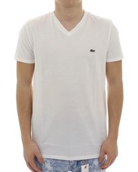 Lacoste - Short Sleeve V-neck Pima Cotton Jersey T-shirt,white,x-large - Lyst