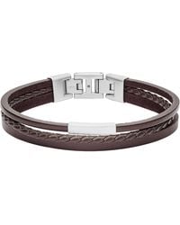 Fossil - Leather Bracelet - Lyst