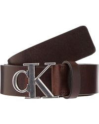 Calvin Klein - Jeans Uomo Cintura Round Mono Plaque Leather Belt in Pelle - Lyst