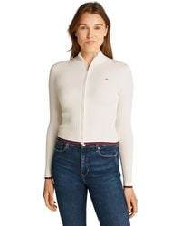 Tommy Hilfiger - Donna Pullover con Cerniera Cable Zip Thru Cardigan Aderente - Lyst
