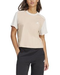 adidas - Essentials 3-Stripes Single Jersey Crop Top T-Shirt - Lyst