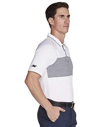 Skechers Golf Fade Stripe Modern Fit Short Sleeve Zip Golf Polo - White