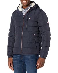 Tommy Hilfiger - Midweight Sherpa Lined Hooded Water Resistant Puffer Jacket Coat - Lyst