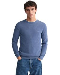 GANT - Cotton Pique Crew Jumper - Lyst