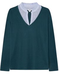 Springfield - SPRINGFILED Camiseta Bimateria Cuello Volante - Lyst