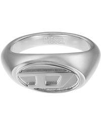 DIESEL - Ring Silver Stainless Steel Ring - Lyst