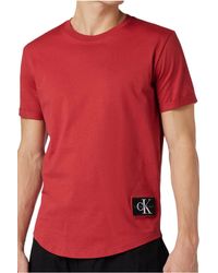 Calvin Klein - T-Shirt Kurzarm Badge Turn Up Sleeve Rundhalsausschnitt - Lyst