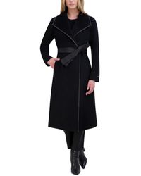 Tahari - S Wool Blend Maxi Wrap Coat Black L - Lyst