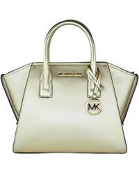 Michael Kors - Avril Small Top Zip Satchel Shoulder Crossbody Leather Bag In Pale Gold - Lyst