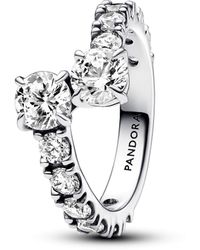 PANDORA - Sparkling Overlapping Band Ring - Lyst