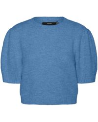 Vero Moda - Vmnovah Ss O-neck Puff Pullover Ga Noos Knitted Jumper - Lyst