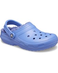 blue fur crocs