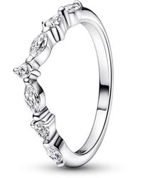 PANDORA - Timeless Wish Sparkling Alternating Sterling Silver Ring With Clear Cubic Zirconia - Lyst