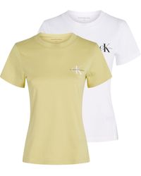 Calvin Klein - Donna T-shirt iche Corte Confezione da 2 Monologo Tee Slim Fit - Lyst