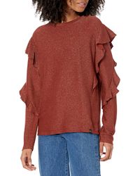 Scotch & Soda - Rent The Runway Pre-loved Red Lurex Ruffle Top - Lyst