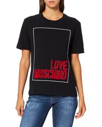 Love Moschino - Short Sleeved t-Shirt Seasonal Logo Box with Embroidery And 3-D Effect Organza Petals - Lyst