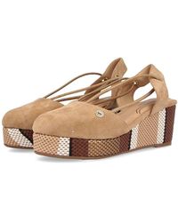Wrangler - Bella Elastic Natural Faux Suede Slip On Platform Low Wedge Shoes - Lyst
