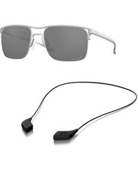 Oakley - Lot de lunettes de soleil : OO 6048 604801 Holbrook Ti Satin Chrome Prizm Kit laisse noir brillant - Lyst