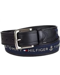 Tommy Hilfiger - Ribbon Inlay Fabric Belt With Single Prong Buckle - Lyst