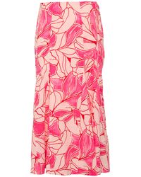 S.oliver - Femininer Bahnen-Rock aus Baumwolle mit All-Over-Print Koralle 40 - Lyst