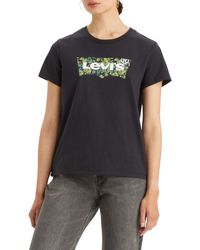 Levi's - The Perfect Tee T-Shirt,Kinsley Floral Bw Fill Caviar,XXS - Lyst
