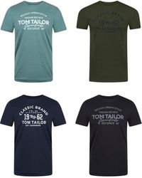 Tom Tailor - T-Shirt 4er Pack Regular Fit Rundhalsausschnitt O-Neck Kurzarm Tee Shirt Logoprint Sommer 100% Baumwolle - Lyst