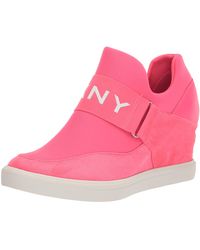 DKNY Essential High Top Slip On Wedge Sneaker in Brown | Lyst