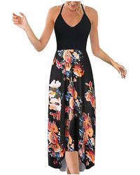 Superdry - Lalaluka Summer Dress Beach Dress Long Sexy Splicing Spaghetti Print Strappy Dress Flower Dress Beach Dress Maxi Dress - Lyst