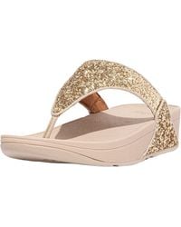 Fitflop - Lulu Glitter Ladies Toe Post Sandals Platino 5 - Lyst