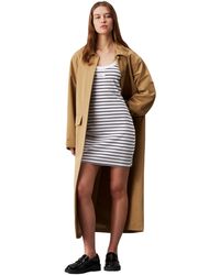 Calvin Klein - Woven Label Rib Tank Dress J20J223516 Figurbetontes Kleid - Lyst