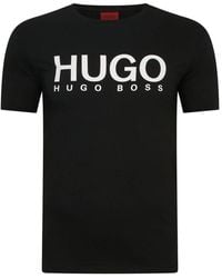 HUGO - Dulivio Regular-Fit T-Shirt aus Baumwoll-Jersey mit Kontrast-Logo Schwarz XXL - Lyst