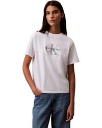 Calvin Klein - Camiseta de ga Corta Mujer Hero Classic Monologo tee con Cuello Redondo - Lyst