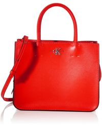 Calvin Klein Ckj Mono Hardware Satchel - Rojo