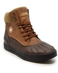 Nautica S Padden Waterproof Snow, Lace-Up Insulated Duck Boot-Brown/Tan-13 - Marron