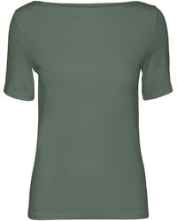 Vero Moda - Basic Stretch T-Shirt mit U-Boot-Ausschnitt VMPANDA 5368 in Grün-2 - Lyst