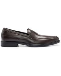 HUGO - S Kerr Loaf Nappa-leather Loafers With Stacked Logo Trim Size 12 - Lyst
