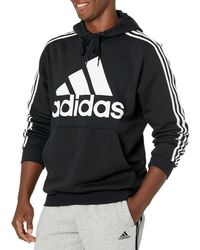 adidas - Big & Tall 3-stripes Fleece Hooded Sweatshirt - Lyst