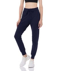 FIND Drawstring Yoga Training Trousers Gym Workout Running Leggings With Pockets Navy - Blue