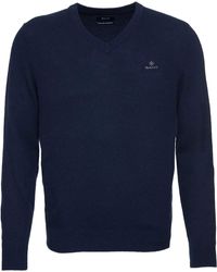 GANT - Md. Extrafine Lambswool V-neck Jumper - Lyst