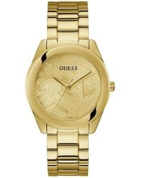 Guess - Gold Tone Bracelet Champagne Dial Gold Tone - Lyst