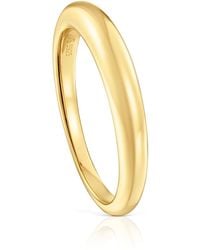 Tous - Anello Liscio con Bagno in Oro 18 carati su Argento Sterling Taglia 12 - Lyst