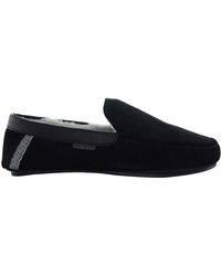Ted Baker - Vallant Moccasin Slip-on Black Suede Leather S Slippers - Lyst