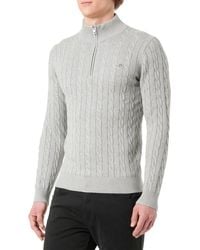 GANT - Cotton Cable Half Zip Pullover Sweater - Lyst