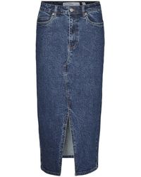 Vero Moda - VMVERI HR Calf Denim Skirt GA NOOS - Lyst