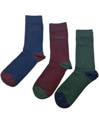Ted Baker - Greeno 3 Pair Pack Of S Ankle Socks Organic Cotton Size 7-11 - Lyst
