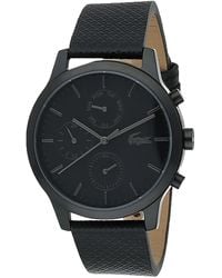 Lacoste - Analogue Multifunction Quartz Watch For Men With Black Leather Strap - 2010997 - Lyst