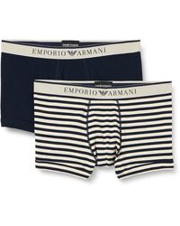 Emporio Armani - Stretch Cotton Yarn Dyed Striped 2-Pack Trunks - Lyst