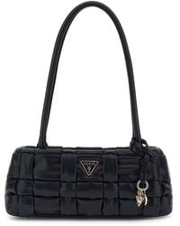Guess - Schoudertas Marion Shoulder Satchel Bag Black Zwart - Lyst