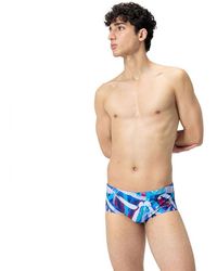 Speedo - 13.5cm Club Training Allover Brief Swim Trunks Swimmers Purple Blue - Lyst